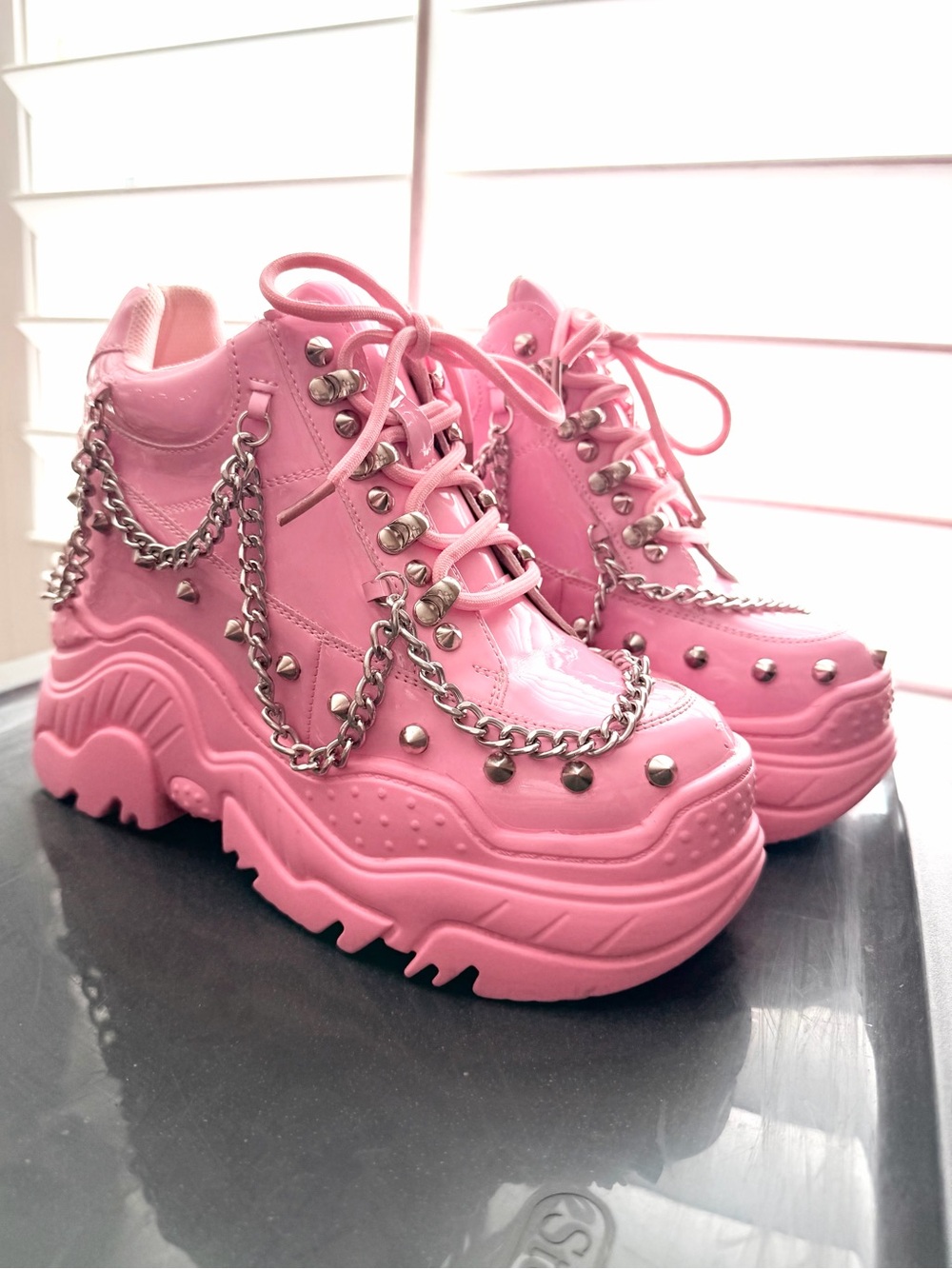 PRE-LOVES Anthony Wang SPACE CANDY Pink Patent Platform Sneakers PINK/6.5 -SH240